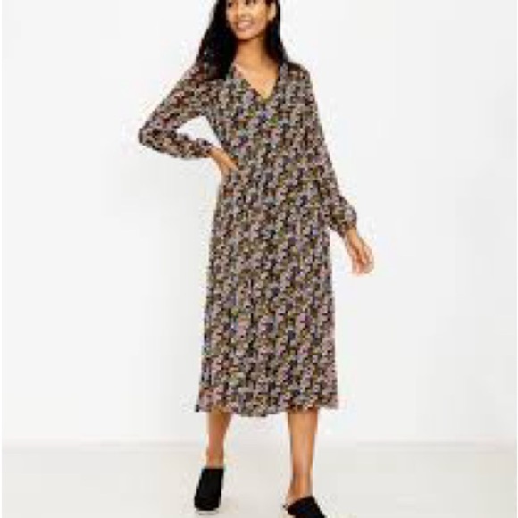 LOFT Black Midi Sundress with Long Bell Sleeves and V-Neckline - Picture 11 of 11